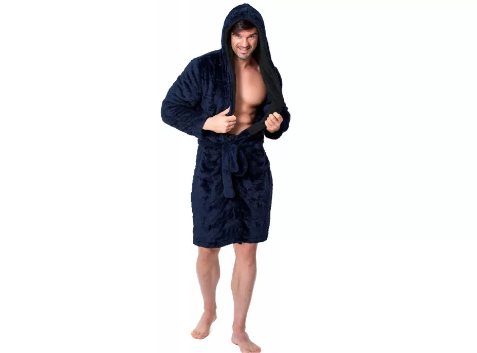 Unisex župan JORDAN - tmavo modrý/čierny