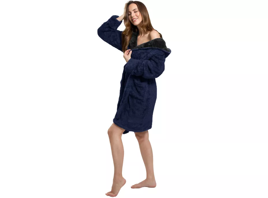 Unisex župan JORDAN - tmavo modrý/čierny