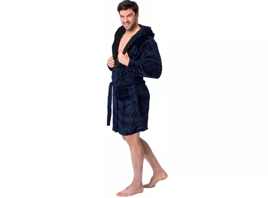 Unisex župan JORDAN - tmavo modrý/čierny