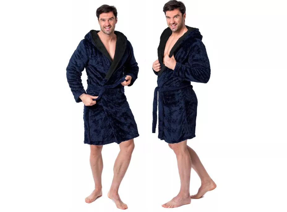 Unisex župan JORDAN - tmavo modrý/čierny