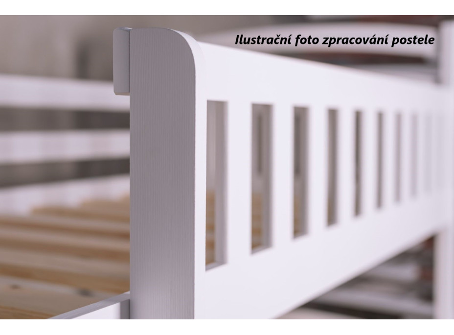 Detská poschodová posteľ z masívu EMIL s prístelkou a šuplíky - 200x90 cm - biela