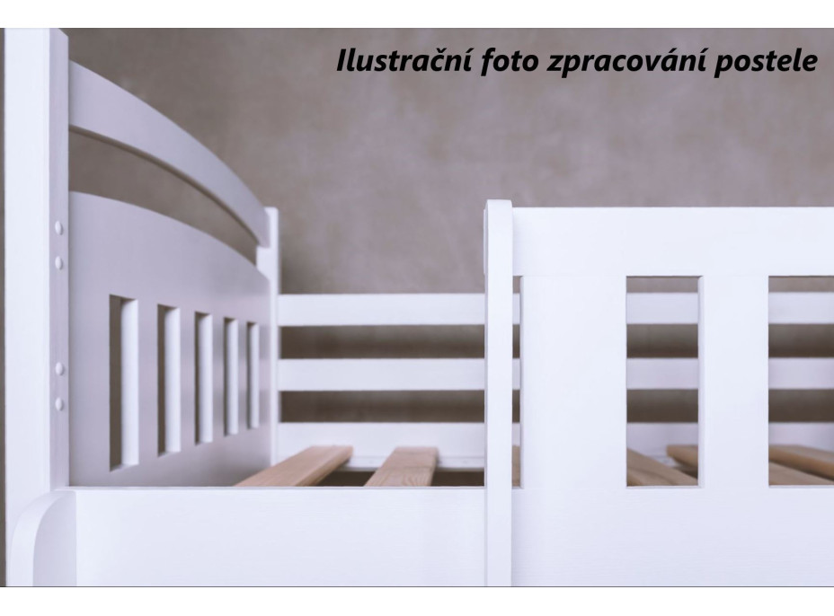 Detská poschodová posteľ z masívu HERMIONA s prístelkou a šuplíky - 200x90 cm - biela