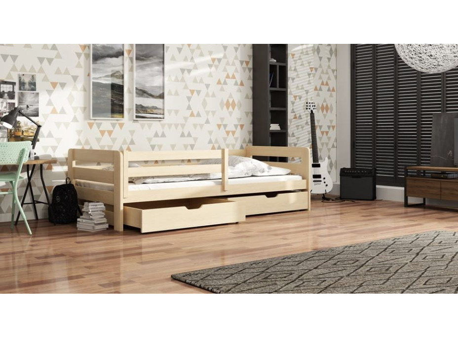 Detská posteľ z masívu EGO so šuplíkmi - 200x90 cm - biela