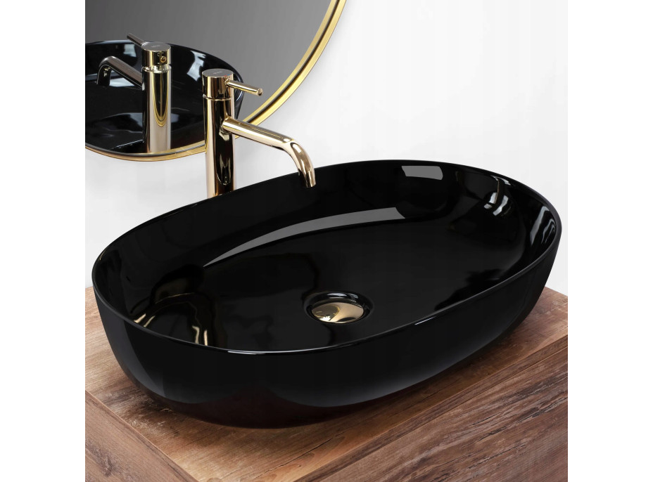 Keramické umývadlo Rea CLEO 61 - čierne lesklé