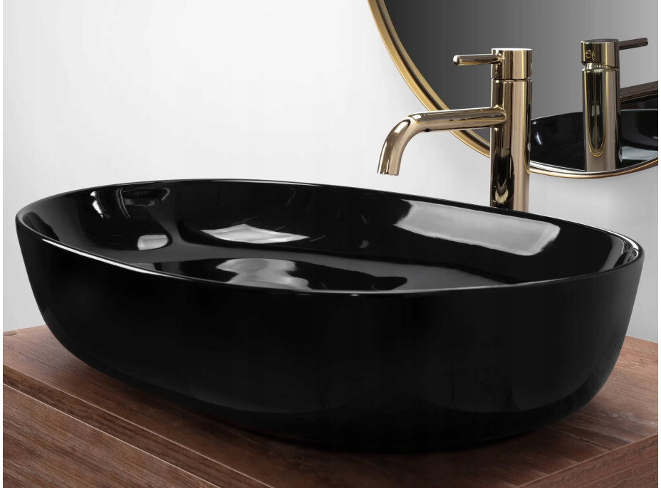 Keramické umývadlo Rea CLEO 61 - čierne lesklé