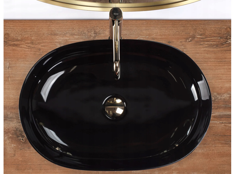 Keramické umývadlo Rea CLEO 61 - čierne lesklé