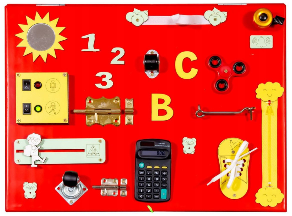 Interaktívna obojstranná detská tabuľa - 50x37,5x32 cm - červená