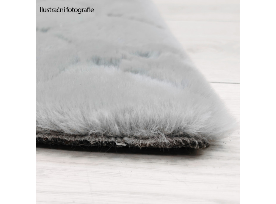 Kusový koberec OSLO TX s vlnami - svetlo šedý - imitácia králičej kožušiny