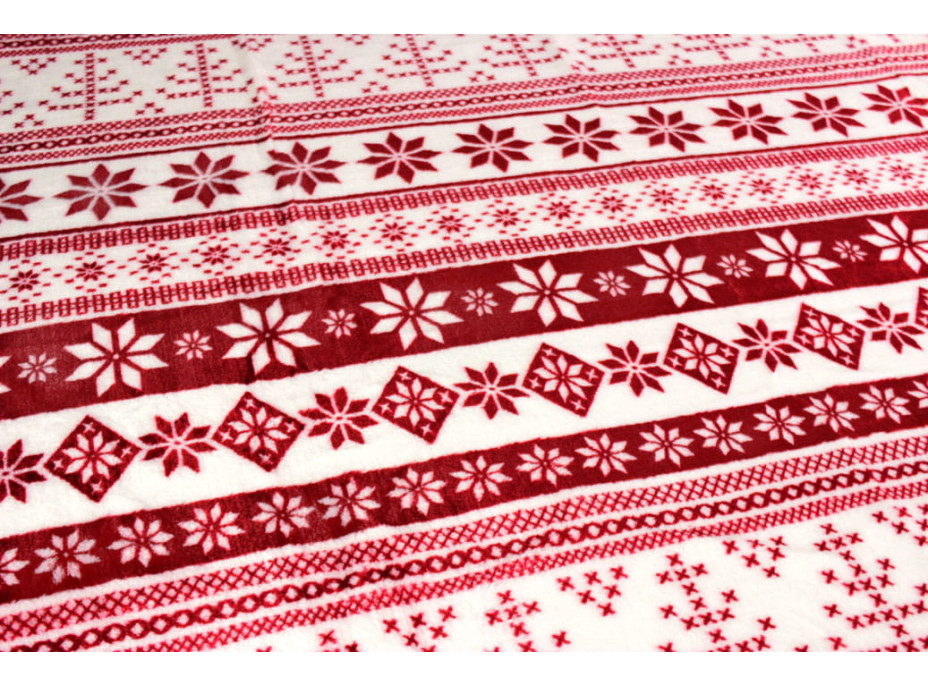 Deka SCANDI 150x200 cm - vianočné vzory - červená/biela