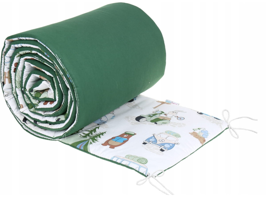Ochranný mantinel do postieľky 180x30 cm PREMIUM - Kempovanie/tmavo zelená