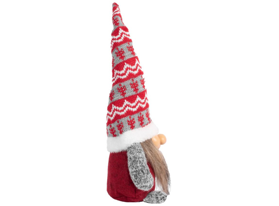 Vianočný škriatok 30 cm - šedý/červený s tvárou