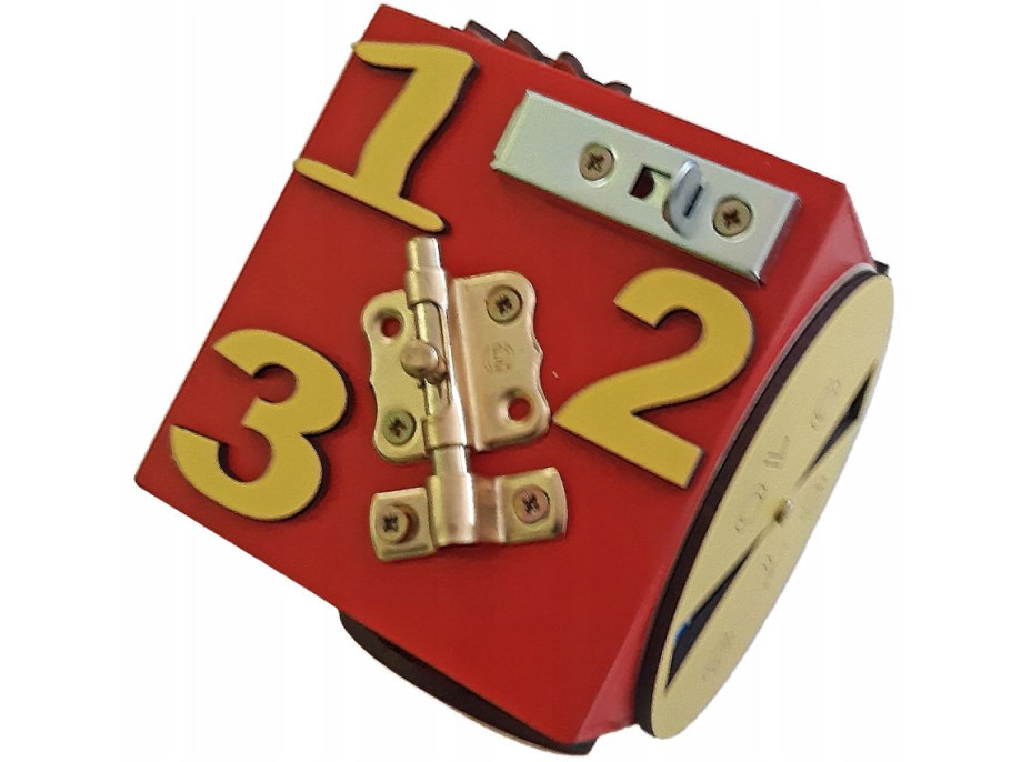 Drevená edukačná kocka 10x10x10 cm - červená