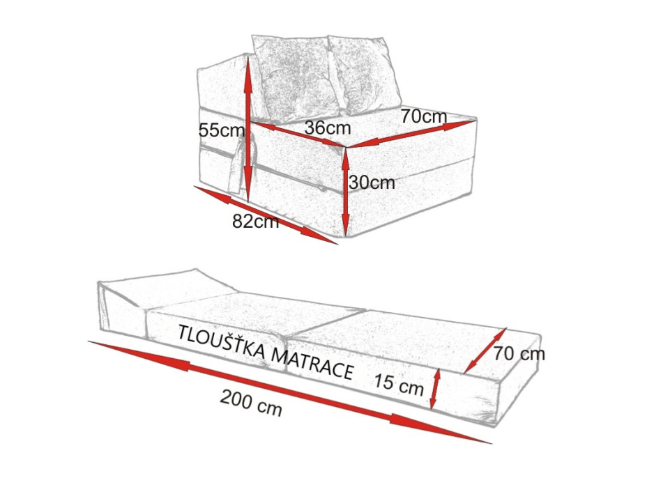 Rozkladacie molitanové kreslo (matrac) AVA - hnedý