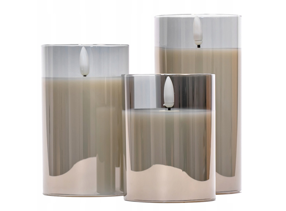 LED sviečka v skle - 12x7.5 cm - teplá biela