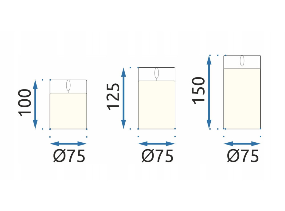 LED sviečka v skle - 12x7.5 cm - teplá biela