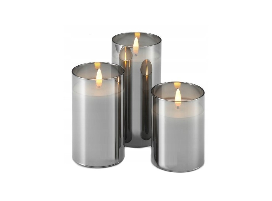 LED sviečka v skle - 12x7.5 cm - teplá biela