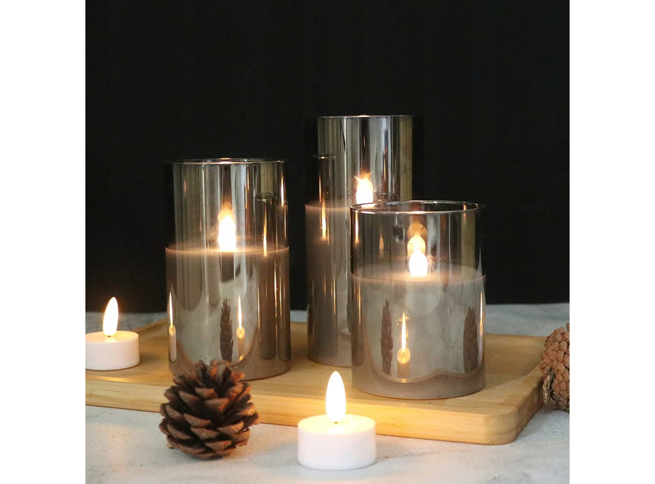 LED sviečka v skle - 12x7.5 cm - teplá biela