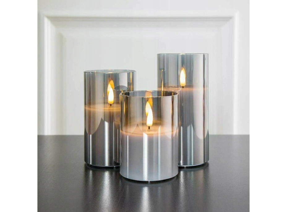 LED sviečka v skle - 12x7.5 cm - teplá biela