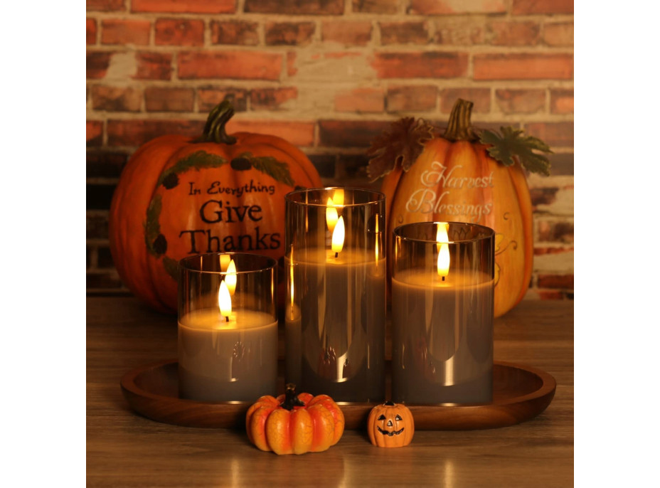 LED sviečka v skle - 12x7.5 cm - teplá biela