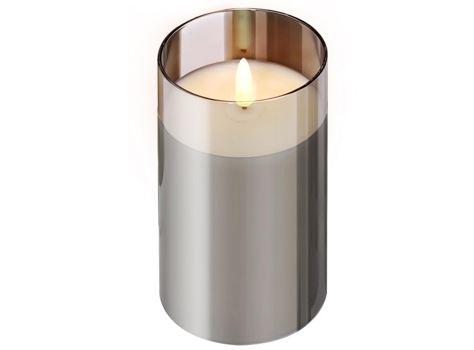 LED sviečka v skle - 12x7.5 cm - teplá biela