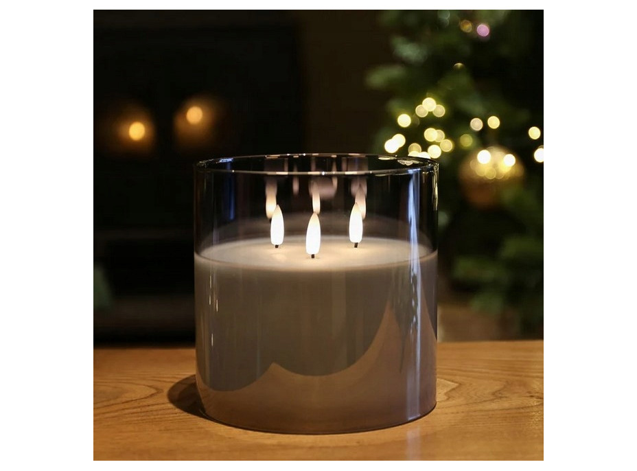 LED sviečka v skle - 15x15 cm - teplá biela