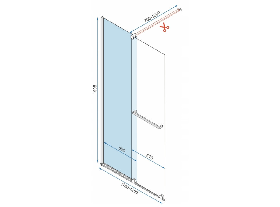 Sprchová zástena s dverami Rea CORTIS 120 cm - zlatá