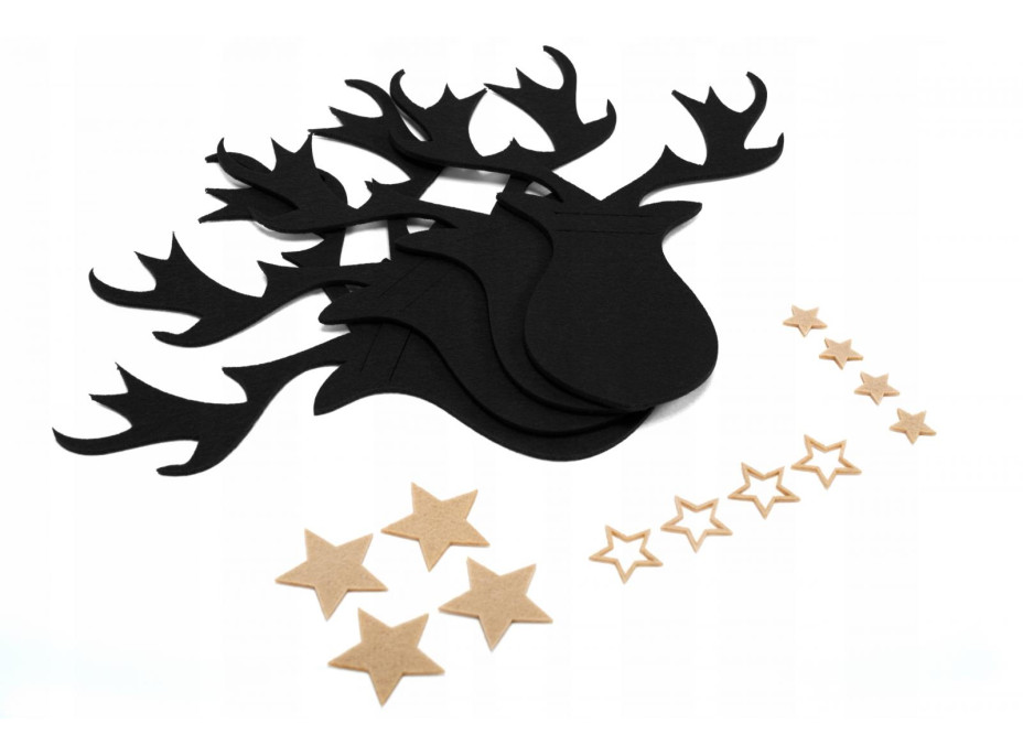 Vianočný obal na príbory - 6 ks - čierne - sob s hviezdičkami