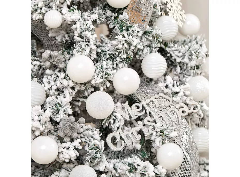 Vianočné závesné banky na stromček - 3 veľkosti - 6 druhov - 36 ks - biele