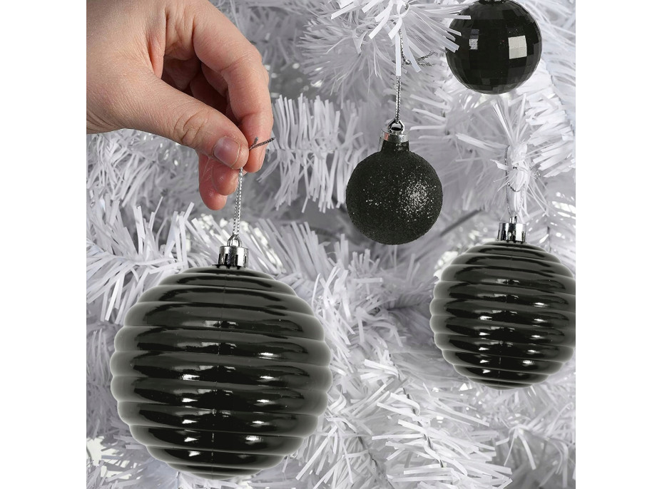 Vianočné závesné banky na stromček - 3 veľkosti - 6 druhov - 36 ks - tmavo šedé