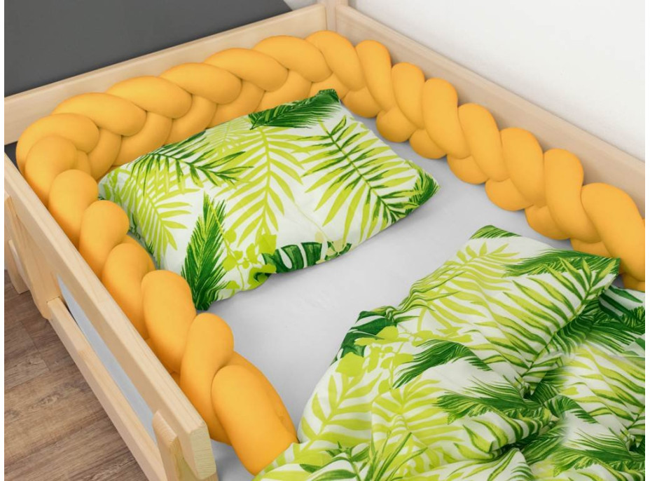Chránič na detskú posteľ pletený do vrkoča JERSEY - horčicový 350 cm
