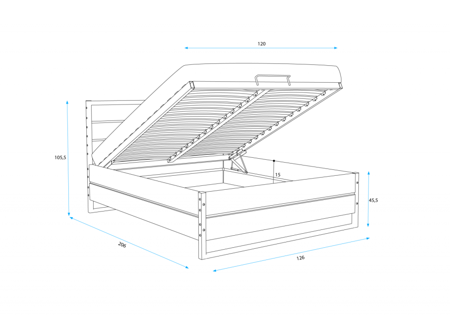 Posteľ z masívu dub LOFT 200x120 cm