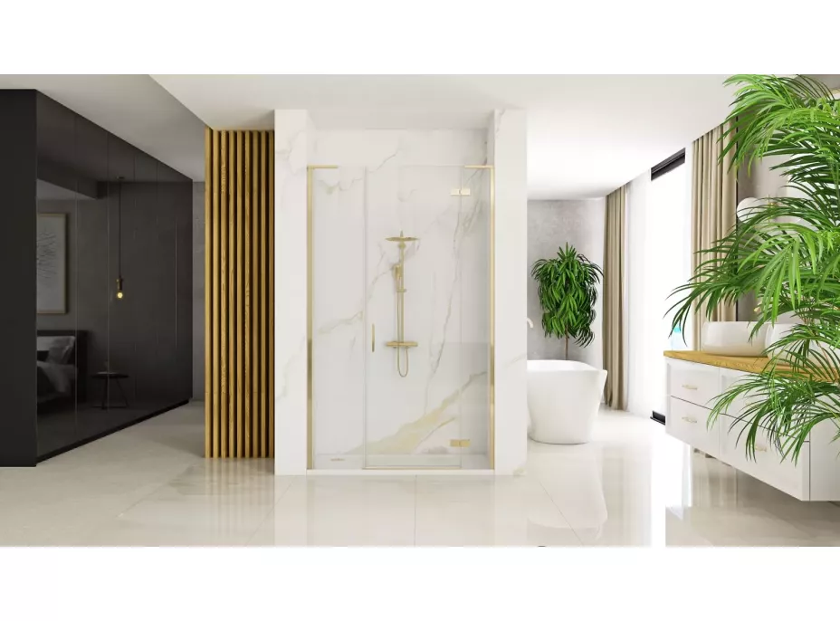 Sprchové dvere REA HUGO 130 cm - brúsené zlaté