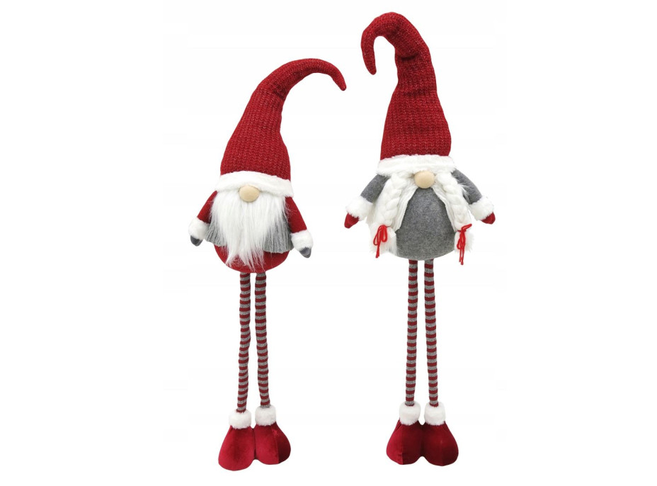 Vianočný škriatok s vrkôčiky 130 cm - šedý - výškovo nastaviteľný