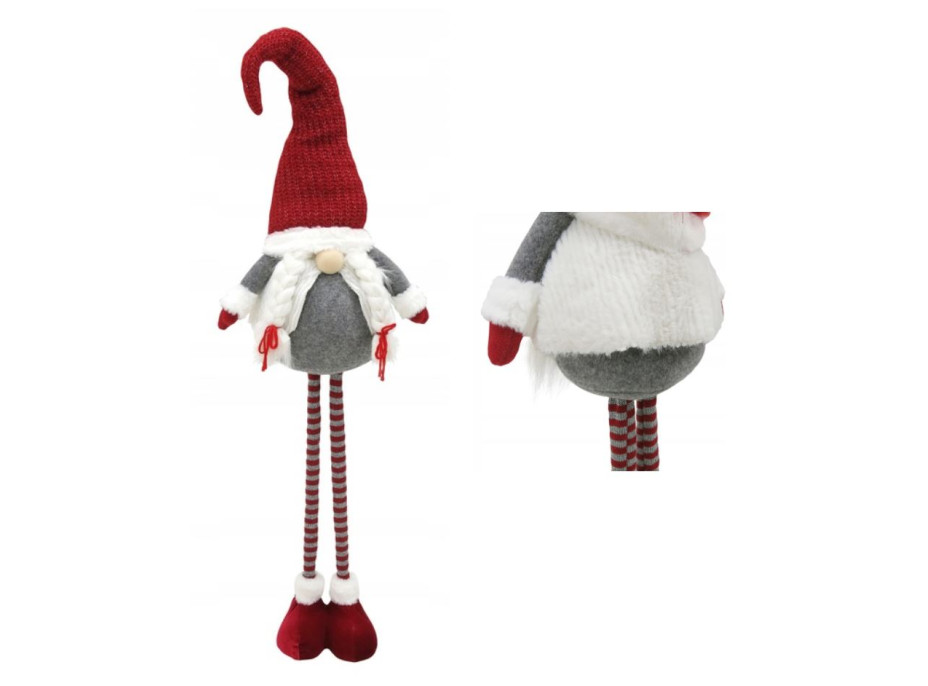 Vianočný škriatok s vrkôčiky 130 cm - šedý - výškovo nastaviteľný