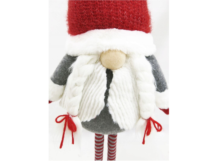 Vianočný škriatok s vrkôčiky 130 cm - šedý - výškovo nastaviteľný