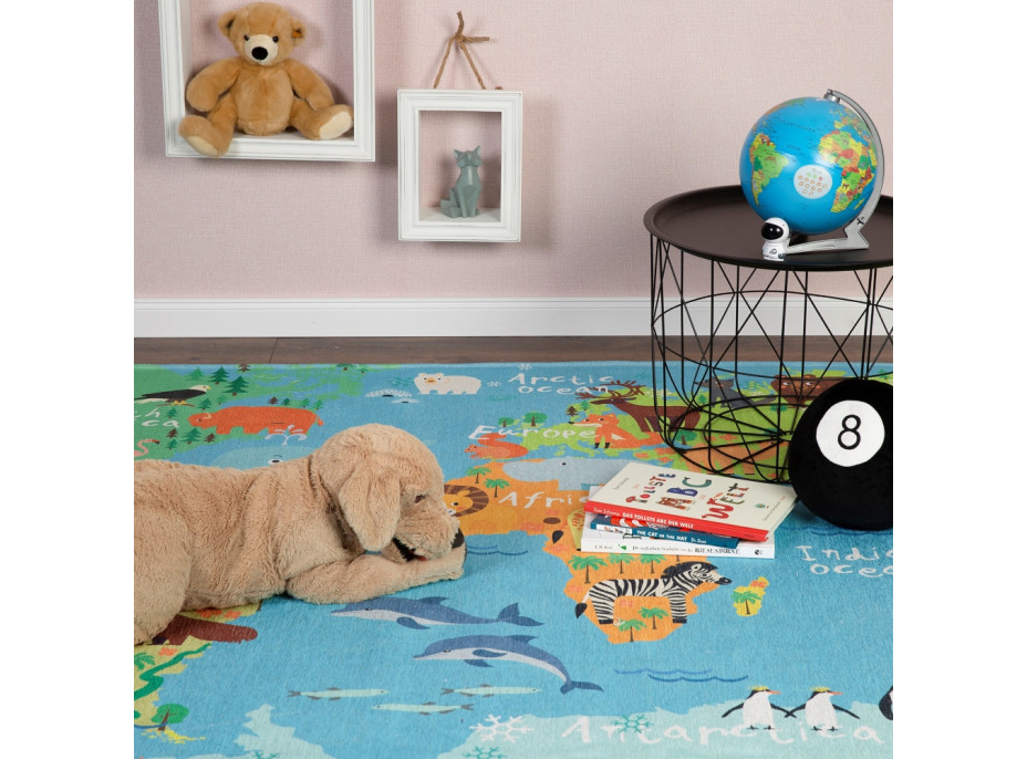 Dětský kusový koberec Torino kids 233 WORLD MAP