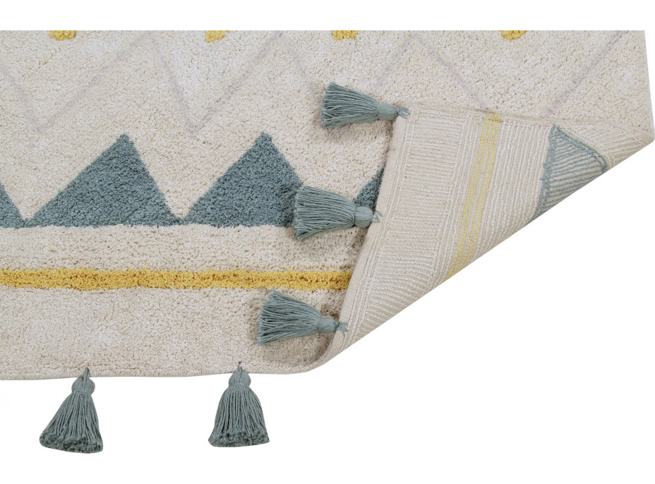 Ručne tkaný kusový koberec Azteca Natural-Vintage Blue