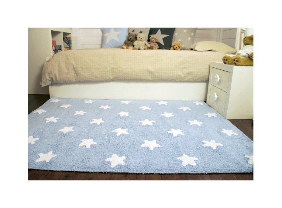 Ručne tkaný kusový koberec Stars Blue-White