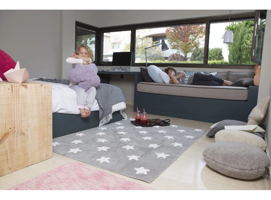 Ručne tkaný kusový koberec Stars Grey-White