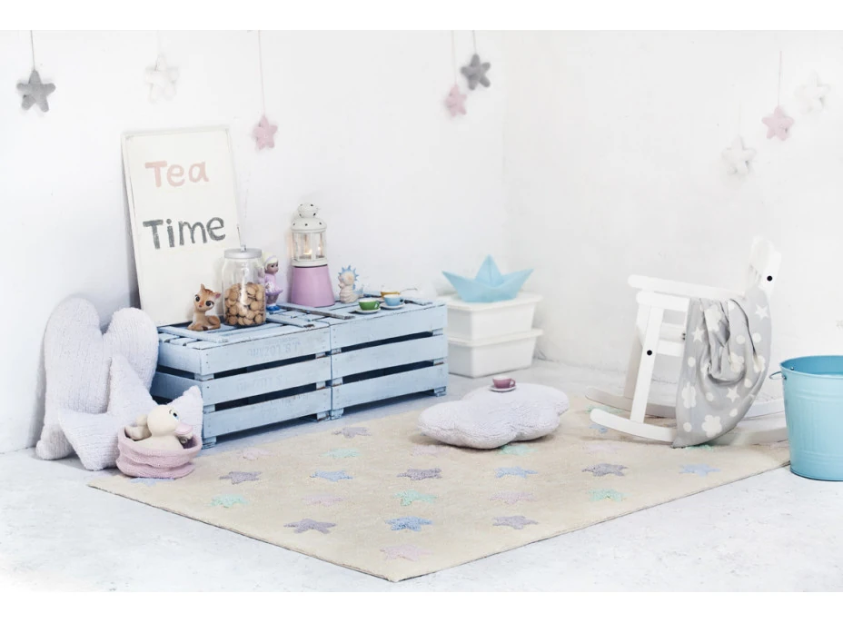 Ručne tkaný kusový koberec Tricolor Stars Vanilla