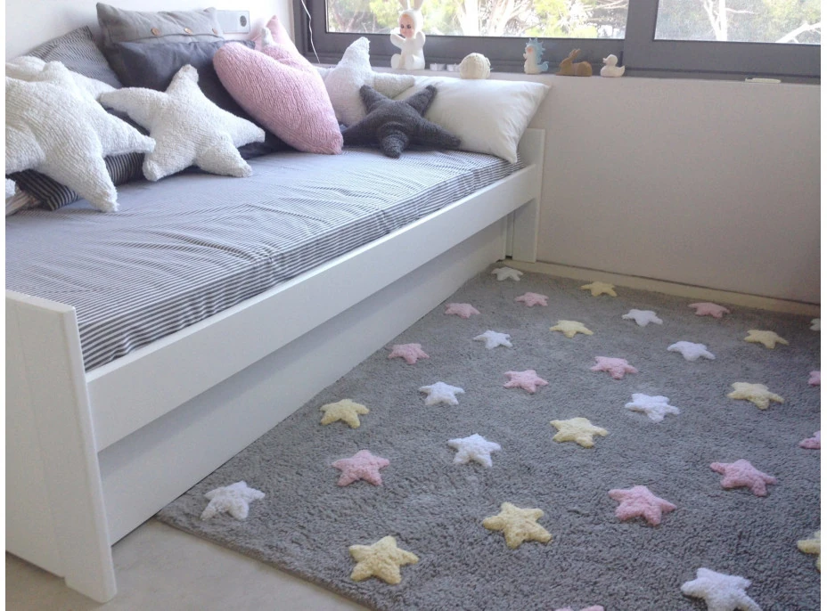 Ručne tkaný kusový koberec Tricolor Stars Grey-Pink