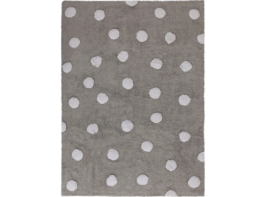 Ručne tkaný kusový koberec Polka Dots Grey-White