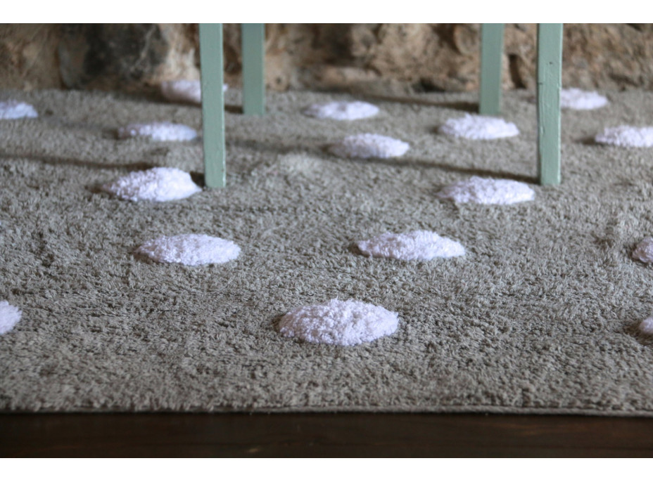 Ručne tkaný kusový koberec Polka Dots Grey-White
