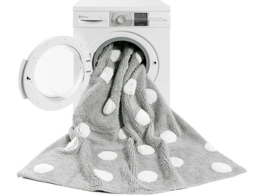 Ručne tkaný kusový koberec Polka Dots Grey-White