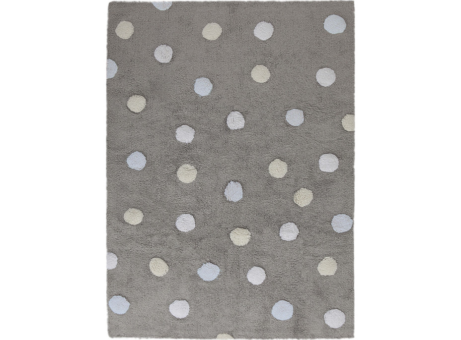 Ručne tkaný kusový koberec Tricolor Polka Dots Grey-Blue