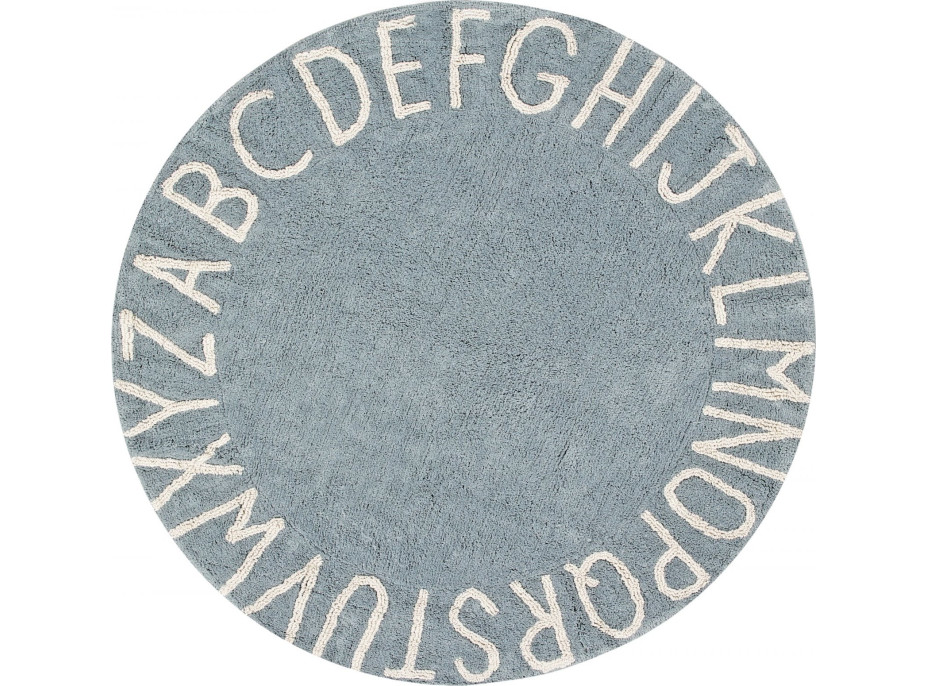 Ručne tkaný kusový koberec Round ABC Vintage Blue-Natural