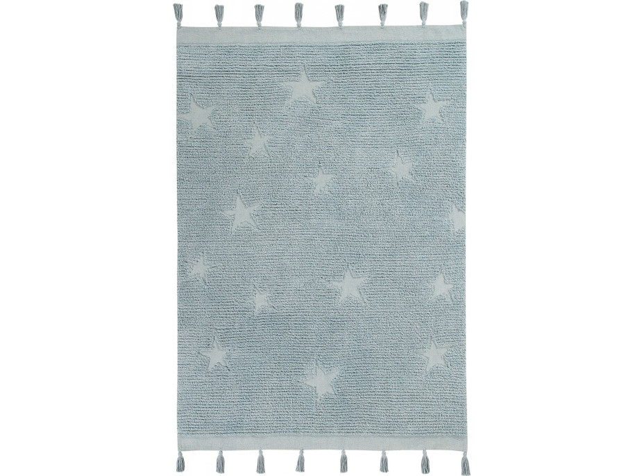 Ručne tkaný kusový koberec Hippy Stars Aqua Blue