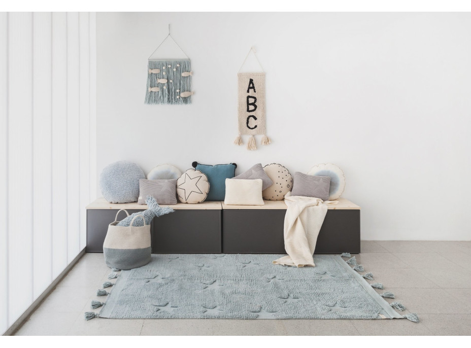 Ručne tkaný kusový koberec Hippy Stars Aqua Blue