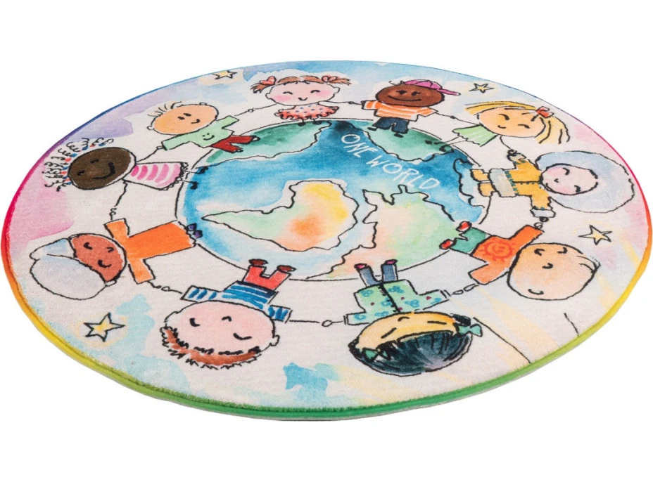 Detský kusový koberec Juno 477 World Map circle