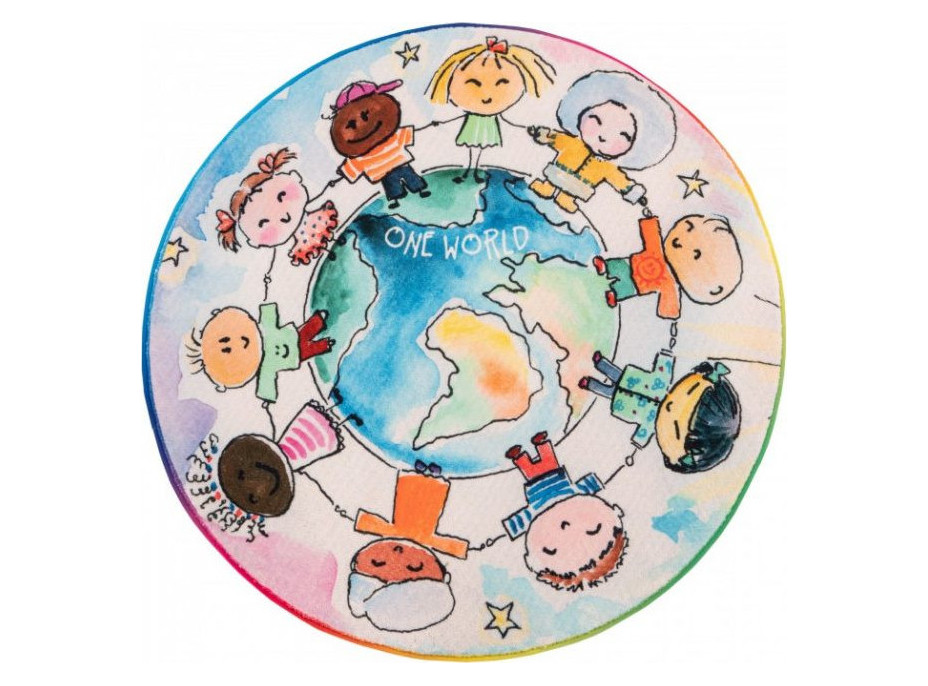 Detský kusový koberec Juno 477 World Map circle